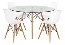 Juego De Comedor Más Que Sillas Más Que Sillas Eames Color Blanco Con 4 Sillas Mesa De 120cm De Largo Máximo X 120cm De Ancho X 75cm De Alto