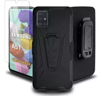 Funda Protector P/ Samsung A51 Uso Rudo C/ Clip Mica Cristal