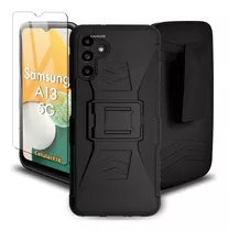 Funda Protector P/ Samsung A13 5g, Uso Rudo Clip C/ Mica Color Negro