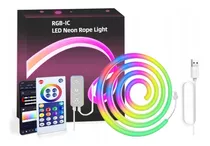 Tira De Luz Led Rgb Neón Ip65 Flexível Com Bluetooth De 3 M