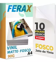 Adesivos Vinil Branco Fosco Jato De Tinta A4 - 10 Folhas