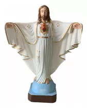 Imagem Jesus 25 Cm Manto Branco Azul Gesso Decorada