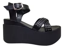 Sandalias Mujer Zapatos  Fajas Cruz Tachas Taco Hebilla Dama