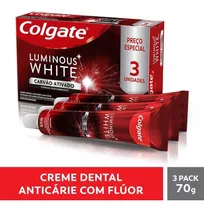 Creme Dental Clareador Colgate Luminous White Carvão Ativado 70g 3 Unidades