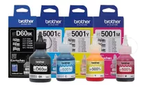 Kit De 4 Tintas Brother D60bk Negro- 5001 Originales Cy Ma Y