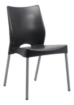 Silla De Comedor Plástico Reforzada Apilable Gris - Malba X4 Estructura De La Silla Negro