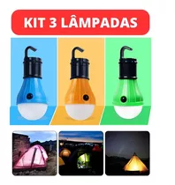 Kit 3 Lâmpadas Camping Led Pesca Barraca Lanterna Pilha Top Cor Sortida