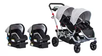 Cochecito De Paseo Doble Infanti Duo Ride S813 Gris +2 Bases + 2 Huevitos