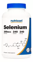 Selenio Selenium 200mcg 240tbs Suplemento Tiroides Nutricost Sabor Neutro