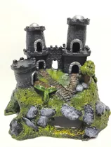 Enfeite Aquário Castelo  Medieval Pequeno Com Rochas