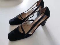 Zapato Mujer De Cuero Gamuza Negro T39