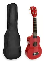 Ukelele Femmto Soprano En Tilo Con Funda Y Cuerdas Extras Color Rojo