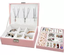 Alhajero Caja Organizadora Para Joyas Anillos Aros Accesorio Color Rosa