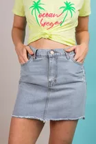 Mini De Jeans Rigida Con Pequeñas Roturas