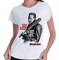 Camiseta The Walking Dead Feminina Baby Look Negan Lucille