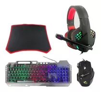 Kit Gamer Pc Teclado Metal Mouse Audifono Mousepad K1099 D