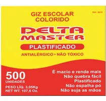 Giz Escolar Plastificado Cores Master Caixa Com 500 Un