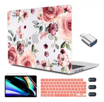 Hardcase + Protector Para Macbook Air M2 13 - Flores Rosas