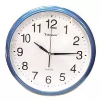 Reloj De Cuarzo Telesonic De 10 P / Pared - Color De La Estructura Azul Color Del Fondo Blanco
