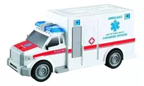 Brinquedo Carro Ambulância Resgate De Fricção Com Som E Luz