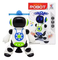 Robô Brinquedo Branco Hélice Dançarino Com Sons E Luzes