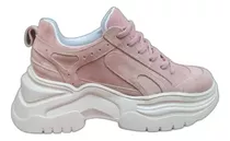 Zapatilla Sneakers Mujer Deportivas Gamuza Con Plataforma