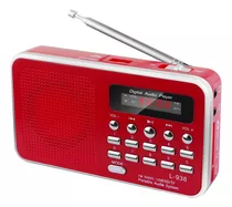 Radio Digital Fm Portatil L-938 Mp3 Usb Sd Recargable Rojo
