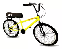 Bicicleta Aro 24 Com Banco De Mobilete 6 Marchas Tipo Bmx