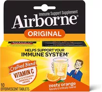 Airborne | Zesty Orange | 10 Effervescents Tablets | Orange