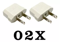 2x Adaptador Saida Pino Chato Tomada Eua Japão China Branco 110v/220v