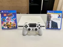 Ps4 Slim 500gb Branco Seminovo + 2 Jogos Físicos Garantia Nf