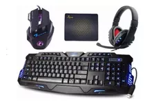 Kit Gamer Teclado Iluminado E Mouse 2400 Dpi E Fone Headset