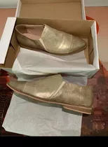 Zapatos Slippers Zuecos Dorados Chatitas