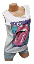 Musculosa Rolling Stones Mujer Algodon Rock American Tour 81