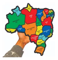 Quebra Cabeça Infantil Do Mapa Do Brasil Em Mdf Colorido
