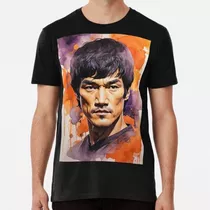 Remera Bruce Lee Naranja Púrpura Acuarela Retrato Algodon Pr