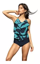 Tankini Din Dan Art 2414 C/volados Y Tiro Alto