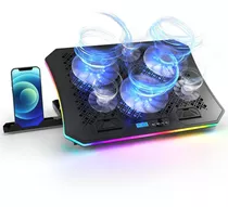 Suporte Notebook Base Cooler Gamer Ergonômico 6 Fans Rgb Cor Preto Cor Do Led Azul