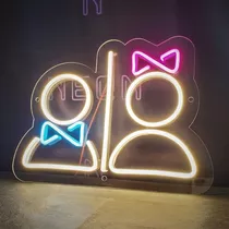 Luminoso Neon Led Unissex Painel Banheiro Toilet Placa 