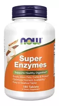 Super Enzymes 180 Capsulas, Now