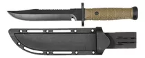 Cuchillo Tactico Monte Campismo Pavonado Con Funda 9425 Lion Color Negro/verde