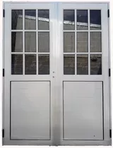 Puerta Aluminio Doble 150x200 1/2 Vidrio Repartido