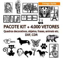 Pacote Kit + 4.000 Vetores Quadros Laser Router Cnc Dxf Cdr