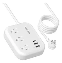 Enchufe Inteligente Marca Rootoma /3 Tomas/3 Usb/blanco/5ft.