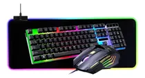 Kit Teclado Semi-mecânico Mouse Gamer 3200dpi  Mouse Pad Rgb