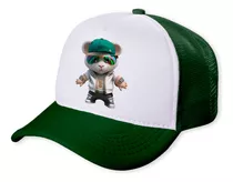 Boné Trucker Verde Urso Teddy Branco Oculos Espelhado