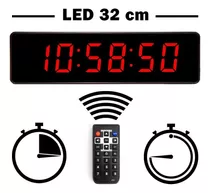 Reloj Digital De Pared Buro Led Cronometro Temporizador 32cm Color De La Estructura Negro