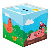 Caja Alcancía De Madera Granjita Bigjigs Niños 3 Años+