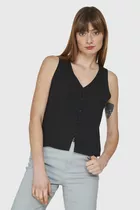 Blusa Básica Con Botones Negro Nicopoly