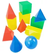 Sólidos Geométricos Em Plástico Pedagógico Aluno 11 Peças